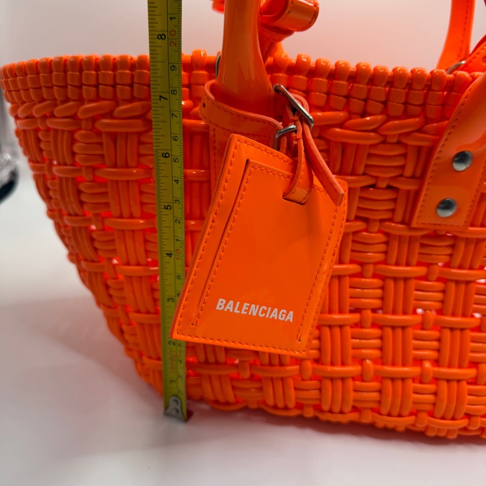 NEW Balenciaga Bistro Neon Orange Woven Tote with Top Handles - Picture 6 of 9